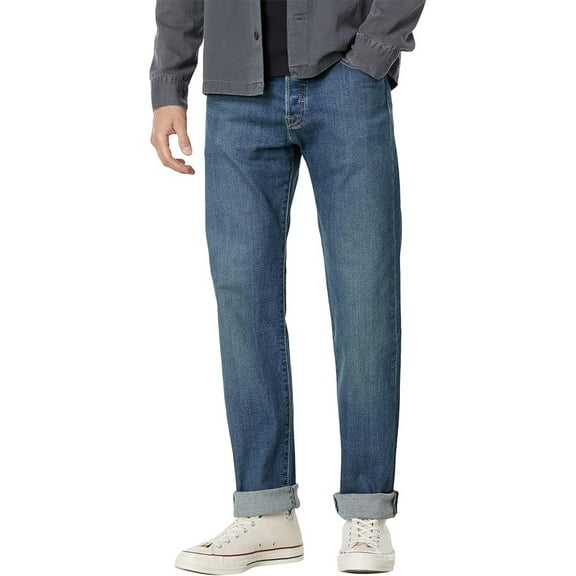 Levi's MEDIUM INDIGO WORN IN Men's 501 Original Fit Button Fly Jeans, US 33x34