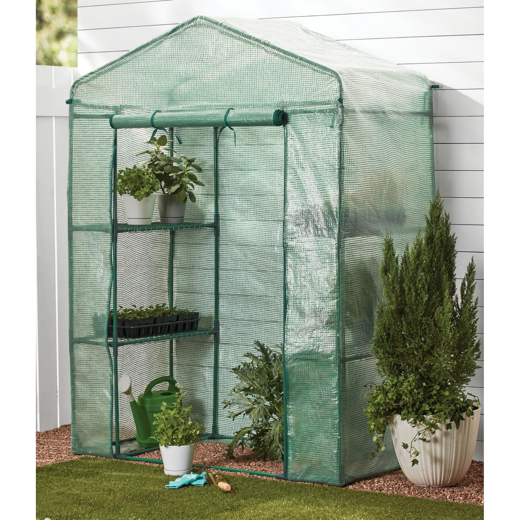 Expert Gardener  Walk-in Greenhouse ,PE Green Cover ,2x4 ft