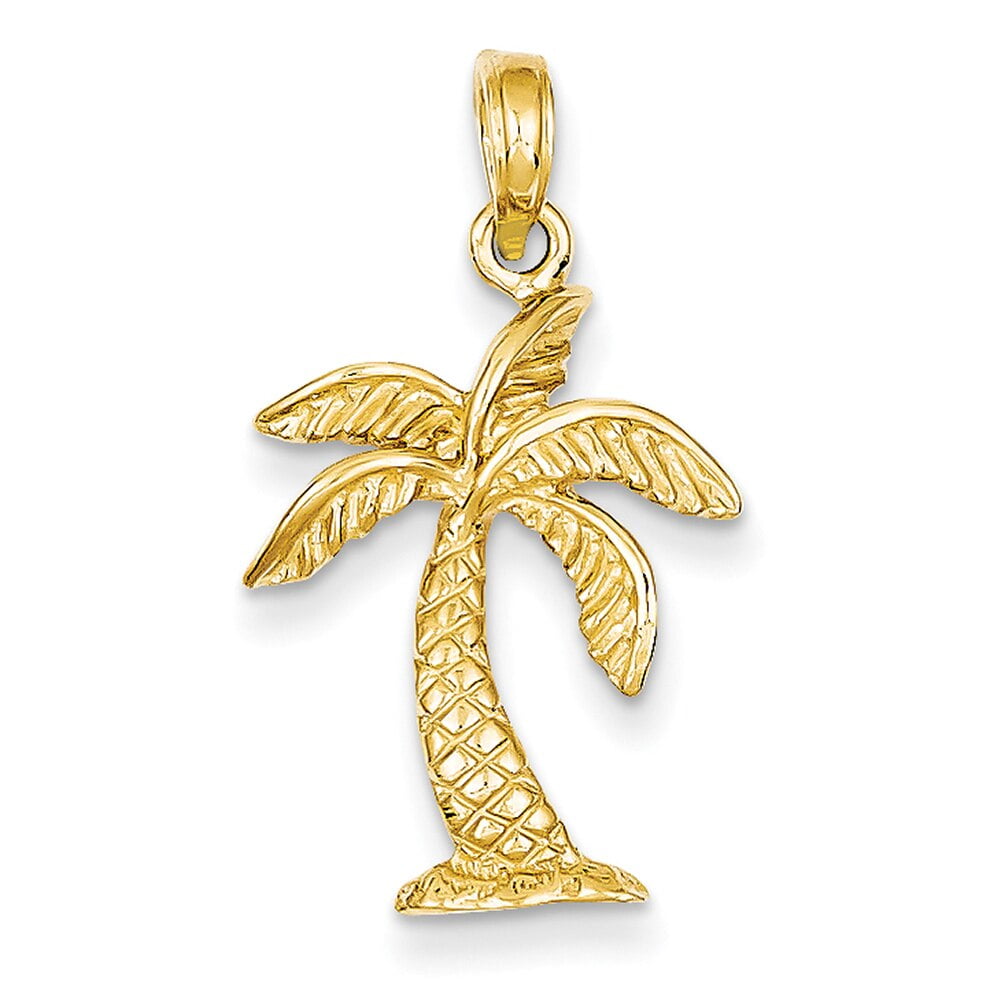 Lex & Lu 14k Yellow Gold Dolphin and Palm Tree Pendant LAL77404 