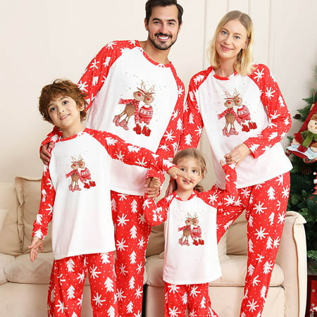

Verugu Christmas Pajamas for Family Matching Christmas Pajamas Set Classic Xmas Print Pjs Sleepwear Sets Xmas Pajamas Gift for Kids Adults Funny Holiday Sleepwear Baby 6-9 Months