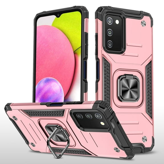 NIFFPD Galaxy A03S Phone Case Samsung A03S Case Magnetic Car Mount Ring Kickstand Cover Case Samsung Galaxy A03S Rose gold