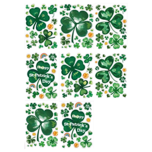8 pegatinas para ventanas del Día de San Patricio, de PVC, reutilizables y extraíbles. Estilo B