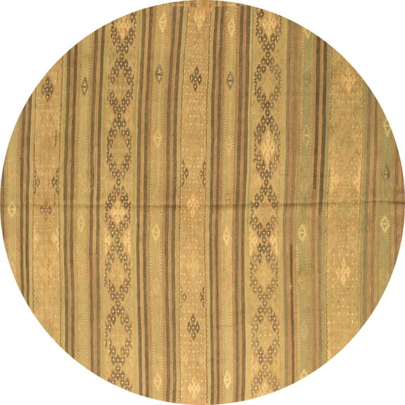 Ahgly Company Indoor Round Abstract Brown Contemporary Area Rugs, 8' Round