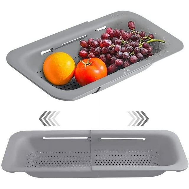 Kitchen Expandable Colander, Over the Sink Colander Strainer Basket, Sink Colander Strainer Basket for Wash Vegetables and Fruits, Drain Cooked Pasta and Dry Dishes