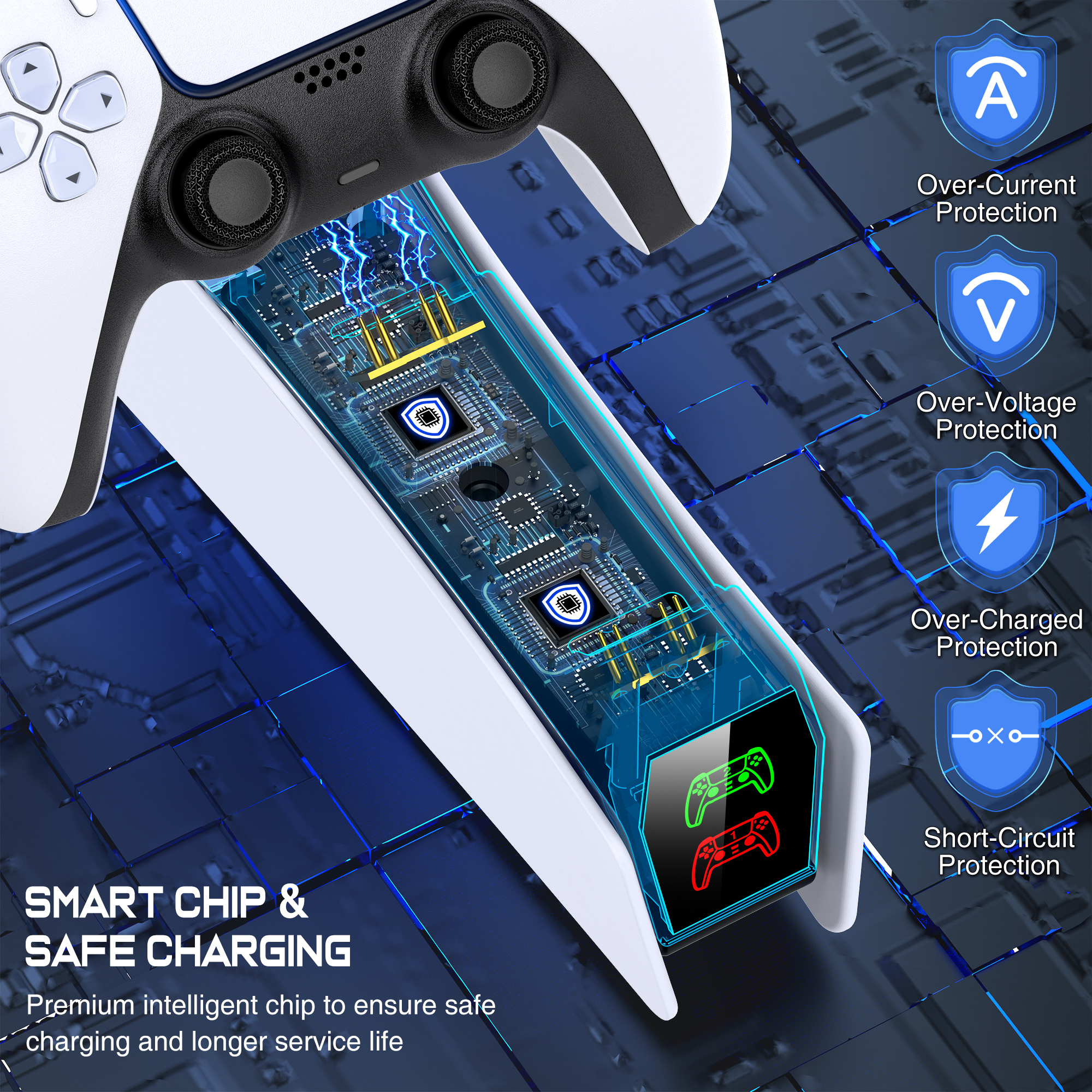 Esywen PS5 Controller Charging Dock Station with RGB Lights photo 4