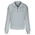 thumbnail image 4 of ShomPort Womens Fall Casual Loose Sweatshirt, Quarter Zipper Pockets Pullover Sweatshirts for Women, 4 of 6