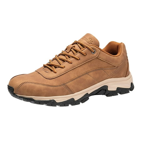 XDDST Men Shoes Men s Fashion Leather Lace Up Outdoor Hiking Shoes Casual Sports Hiking Shoes