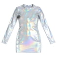 thumbnail image 4 of QHFBli Femmes Brillant Col Roulé Manches Longues Gymnastique Danse Justaucorps justaucorps Shorts Combinaison Rave, 4 of 4