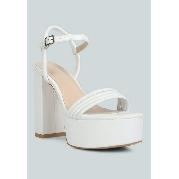 Cruella White Block Heel Platform Sandals