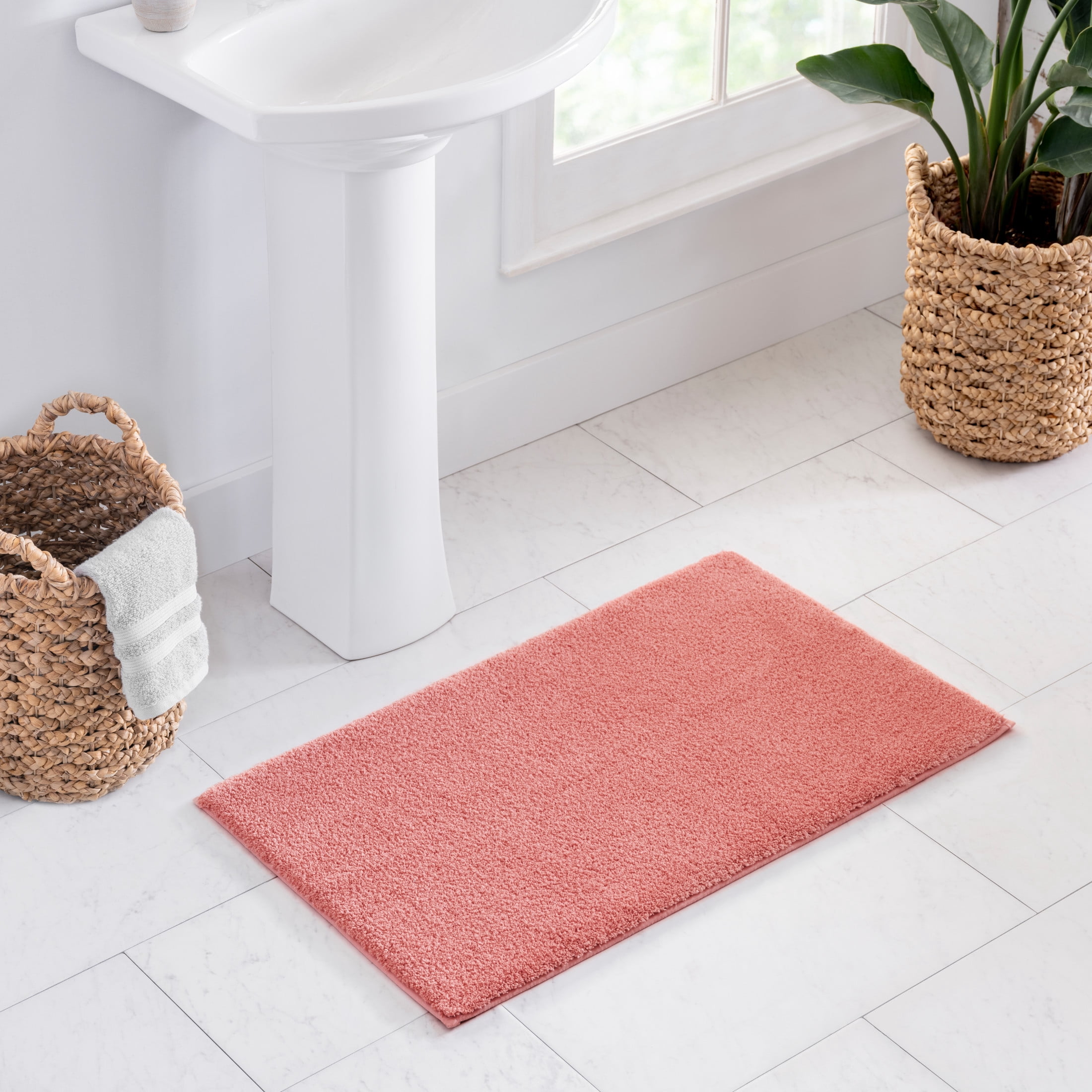 Better Homes & Gardens Ultra Soft Polyester 2 Piece Bath Rug Set , 20" x 34" and 23" x 39", Old Rose