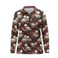 thumbnail image 3 of Chririnla Rose Skulls Halloween Funny Print Moisture Wicking Women's Long Sleeve Shirt Quick Dry Golf Tennis Sports Shirts Tops Slim Fit Straight Blouses for Holiday,XS, 3 of 7