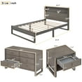 thumbnail image 3 of Royard Oaktree 3-Pieces Bedroom Sets Queen Size Platform Bed with Charge Station, Nightstand with Drawer and Shelf, 6-Drawer Dresser, Antique Gray, 3 of 7