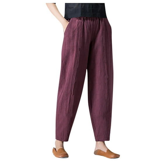 Ketyyh-chn99 Palazzo Pants for Women Plus Size Straight-Leg Soft Knit Pant Pull On Elastic Waist