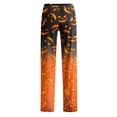 thumbnail image 4 of Adult Halloween Print Pajama Pants Loose Fit Sleep Pants for Women Men No Drawstring Soft Comfy Casual Loungewear Sleepwear for Home Halloween Party Yellow B S, 4 of 5