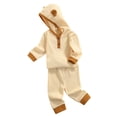 thumbnail image 2 of Qiylii 2Pcs Toddler Outfits, Splicing Hooded Long Sleeve Romper + Pants, 2 of 6