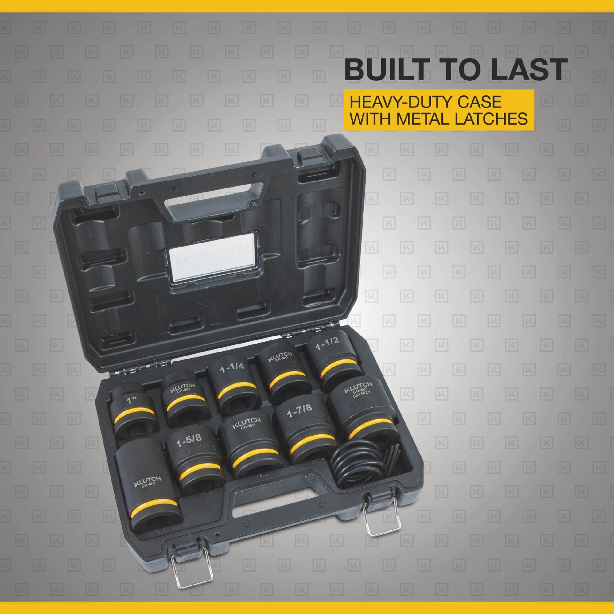 Klutch 1in. drive Impact Socket Set, Budd Wheel, SAE, Chrome Molybdenum, 10 Pcs.