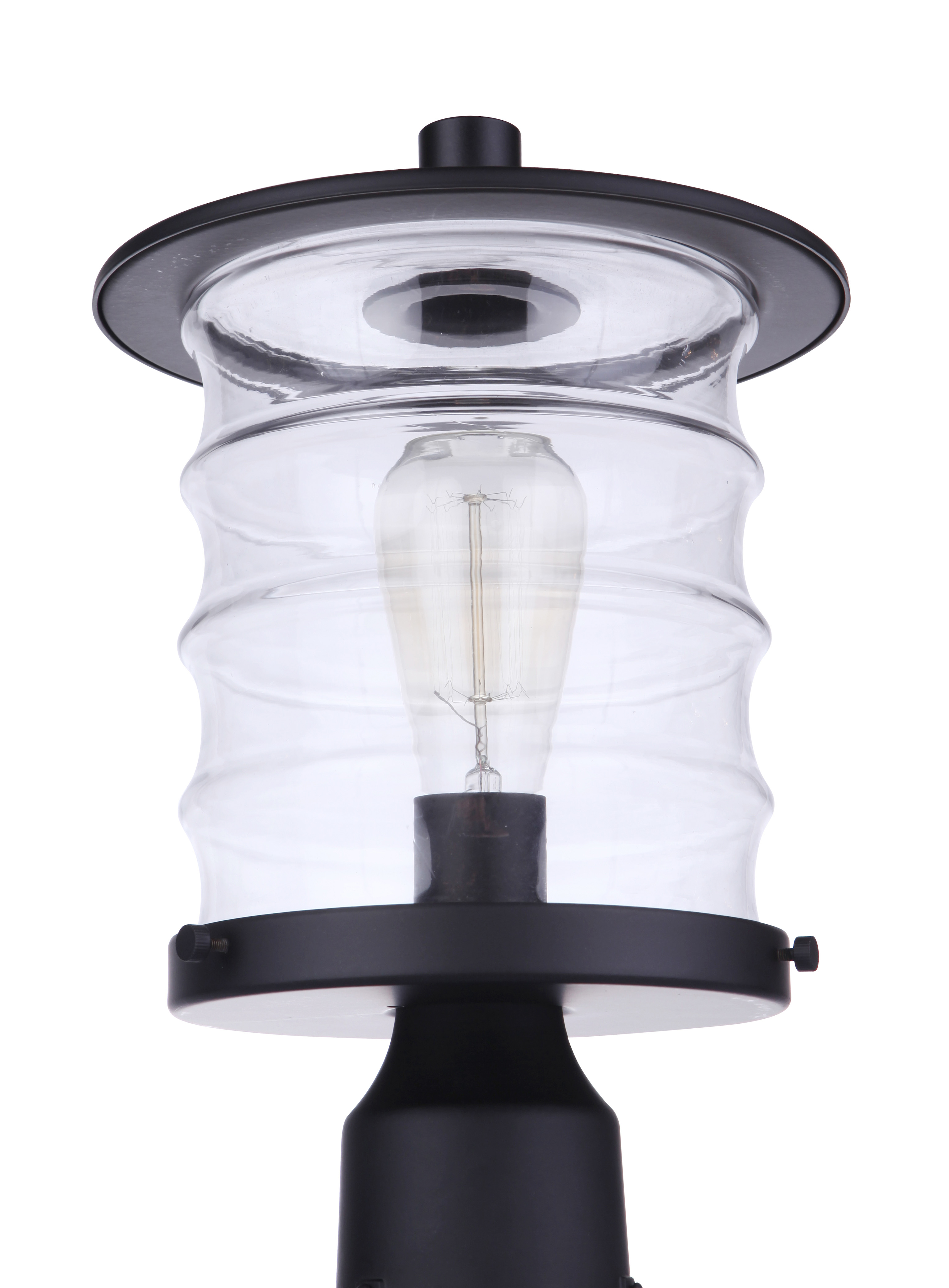 Craftmade ZA3625-MN Canon Clear Glass Outdoor Post Mount, 1-Light 60 Watt, 14"H x 9"W, Midnight