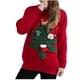 thumbnail image 2 of Suéter de cuello redondo para mujer, estampado navideño, cuello redondo, manga larga, suéter de punto, blusa de poliéster para mujer, 2 of 5