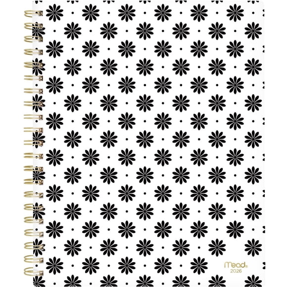 2026 Mead® B&W Flower Large Weekly Clear Poly Cover Planner