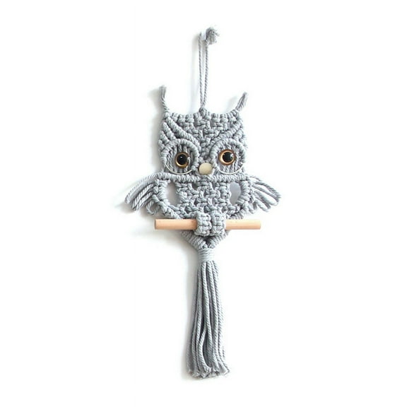 HOT! Owl Macrame Tapestry Woven Wall Hanging Pendant Ornament Bohemian Gray