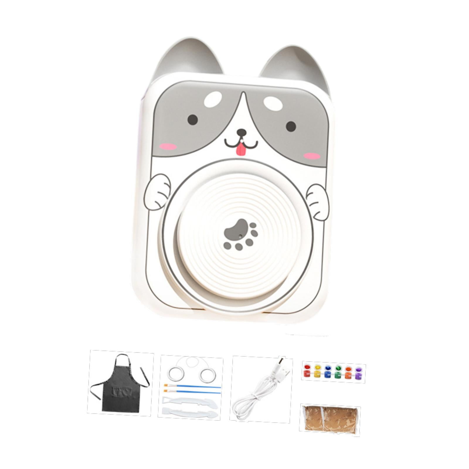 Tachiuwa Electric Pottery Wheel Set for Kids Porcelain Machine ,DIY Pigments, Beginner Pottery Machine Complete Pottery Kit Dog