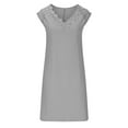 thumbnail image 3 of BLVB Womens Summer Casual Tshirt Dress Loose Lace Cap Sleeve Beach Sundresses Floral Trim V Neck Tunic Dress, 3 of 5