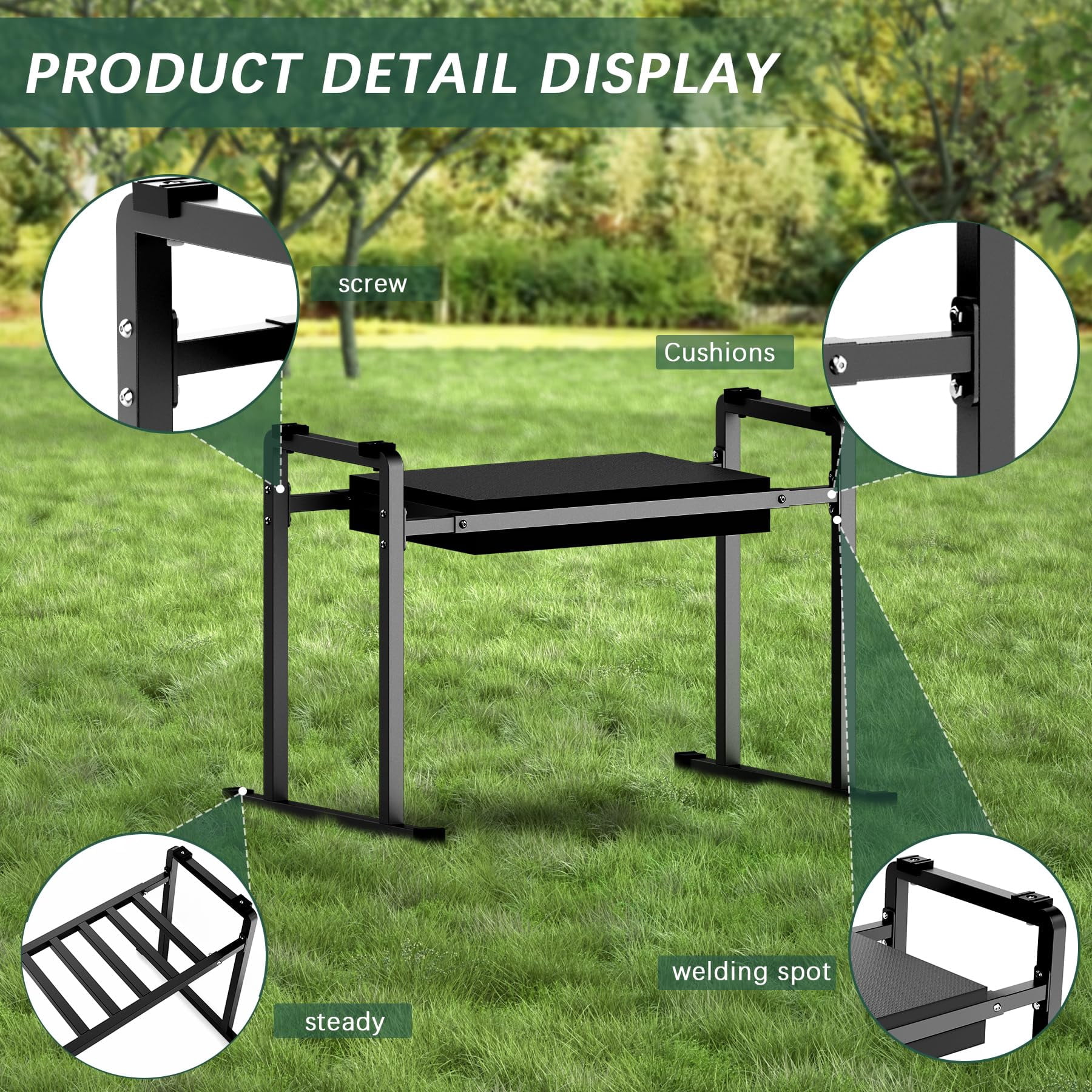 Garden Kneelers Seat, Stable and Save Anti-Tipping Design  Wider Garden Kneeler and Seat with Handle, Heavy Duty Gardening Stool for Seniors, Gardening Weeding Bench for Gardeners Parents - Green