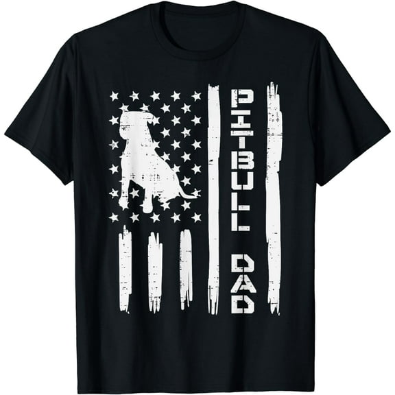 Pitbull Dad Flag Vintage Patriotic Dog Lover Owner Men Gift T-Shirt