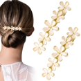 thumbnail image 1 of Isslly 2 pasadores para el pelo de ópalo de flores, dorados, brillantes, elegantes, horquillas de cristal vintage para boda, para mujeres, para , boda, baile de graduación, San Valentín, 2,64 pulgada, 1 of 5