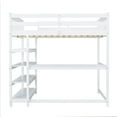 thumbnail image 3 of Euroco Wood Full Loft Bed with Desk and Storage Shelf, White, 3 of 14