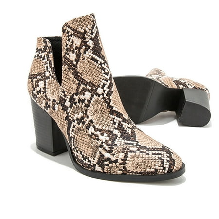 

MIASHUI Women s Pointed High-Heeled Fashion Snake Pattern Shoes Boots Large Size Booties Women Sneakers Shoes Wedges Women Shoes Casual