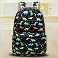 thumbnail image 2 of POINTERTECK 3Pcs/Set Kids Backpack Dinosaur Pattern Adjustable Straps Cartoon Bookbag Lunch Pen Bag for Primary School Students, 2 of 10