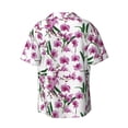 thumbnail image 6 of Lsque Orchids Flowers print Men's Cuban Collar Short Sleeve Shirt Summer Beachwear Casual Button Down Fashionable Vacation Leisure Shirt-X-Large, 6 of 7