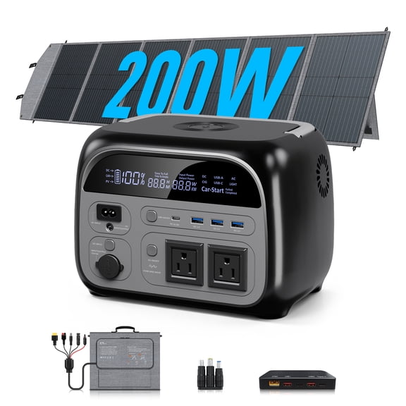 CTOLITY AP400 500W Solar Generator with SP200 200W Solar Panel, 346Wh LiFePO4 Portable Power Station for Camping, RV and Emergency Backup
