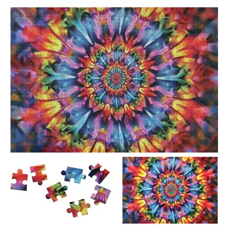 Creowell Psychedelic Flowers Wooden Jigsaw Puzzle for Adults Intellectual Fun Game Gift for Family Friends 300 PCS