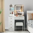 thumbnail image 2 of Caulitar Makeup Vanity Table with Lighted Mirror, Vanity Desk with 6 Drawers & 6 Storage Shelves, 3 Color Modes & Adjustable Brightness Dressing Table, Bedroom, White, 2 of 14