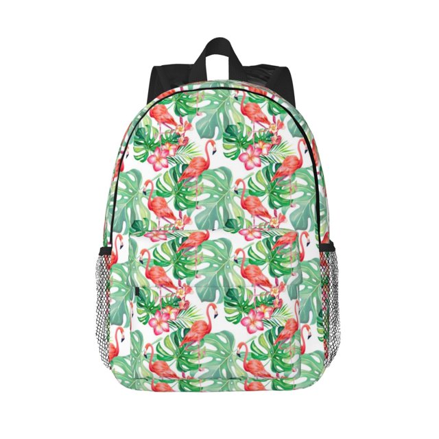 Easygdp Flamingo And Monstera Mochila Ligera de 15 Pulgadas para Estudiantes, Mochila Cómoda para la Escuela y Viajes, Correas Ajustables
