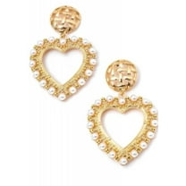 Pearly Heart Drop Earrings
