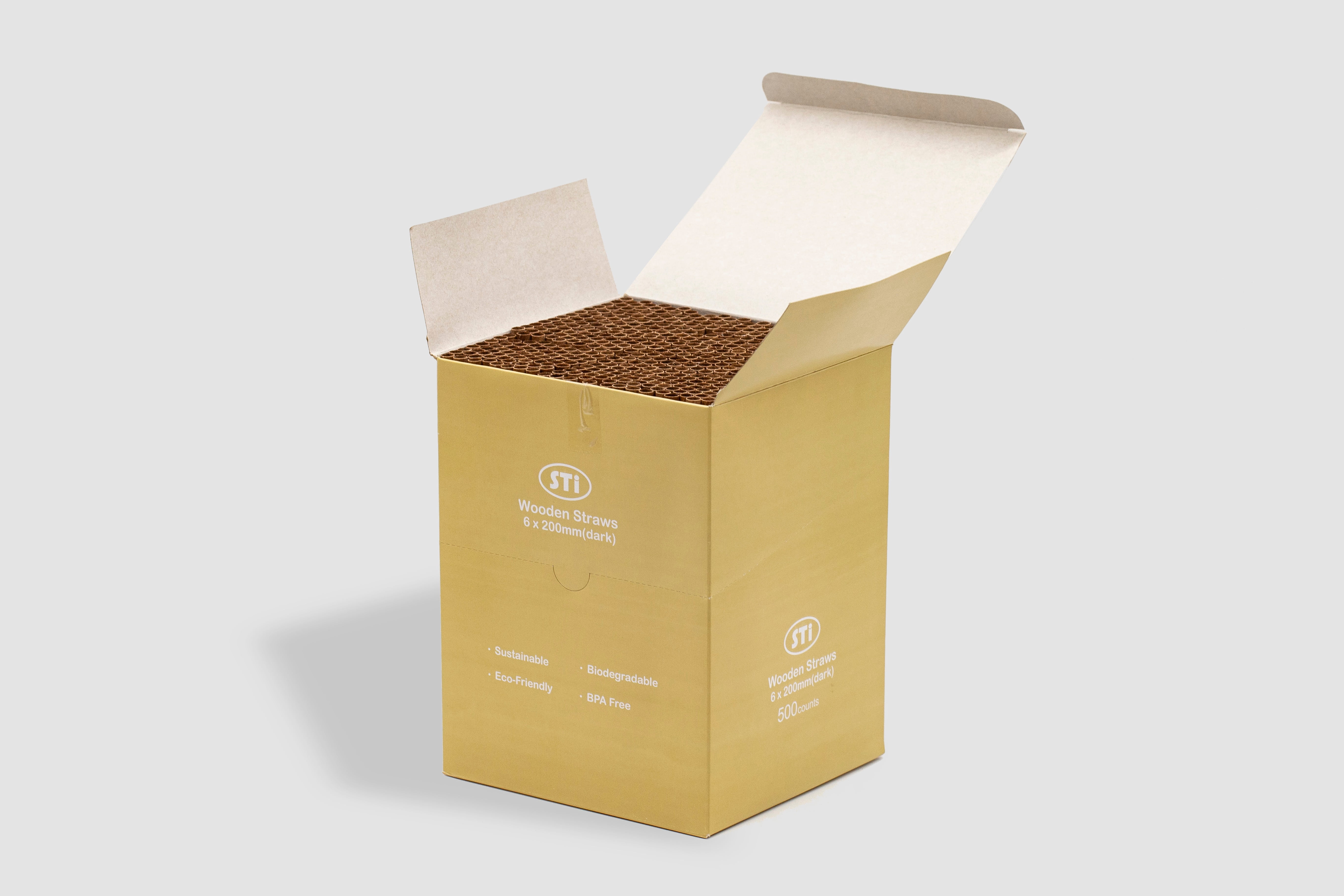 Wood Straw size: 6x200mm 500pcs/box