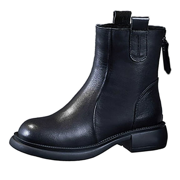 adviicd Women's Ankle Boots Women's Chelsea Ankle Boots Fashion Low Heel Lug Sole Platform Fall Booties Shoes (Black,7)