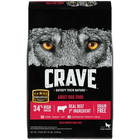 Crave Control - CRAVE Grain Free Adult Dry Dog Food with Protein from Beef, 22 lb. Bag