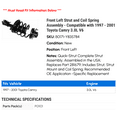 thumbnail image 2 of Front Left Strut and Coil Spring Assembly - Compatible with 1997 - 2001 Toyota Camry 3.0L V6 1998 1999 2000, 2 of 2