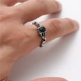 thumbnail image 5 of PAMTIER Men's Stainless Steel Personality Vintage Punk Thin Stackable Demon Skeleton Oval Cut Dark Blue Gemstone Biker Ring Gothic Rock Silver Size 10, 5 of 6