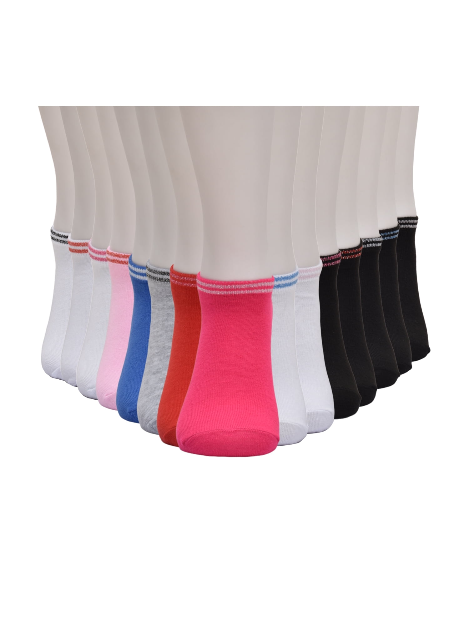 Wonder Nation Girls Lurex No-Show Socks, 15-pack, Size Small (Shoe Size 6-10.5)