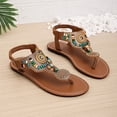 thumbnail image 4 of Xucatan Women's Bohemian Beaded Sandals, Colorful Ethnic Pattern Flat Thong Shoes with Ankle Strap, Faux Leather Casual Summer Beach Footwear, Versatile Design for Spring Outdoor Gift, 4 of 9
