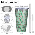 thumbnail image 4 of 16oz Tumblers Light Blue Christmas Santa and Tree Pattern Stainless Steel Vacuum Insulated Double Wall Travel Tumbler Cups Mug with Lid and Straw,Cleaning Brush for Coffee,Tea, 4 of 4