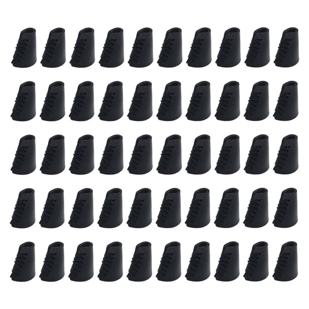 50 piezas de extremos de cordón de cuero sintético para sombreros, mochilas y suéteres. Negro