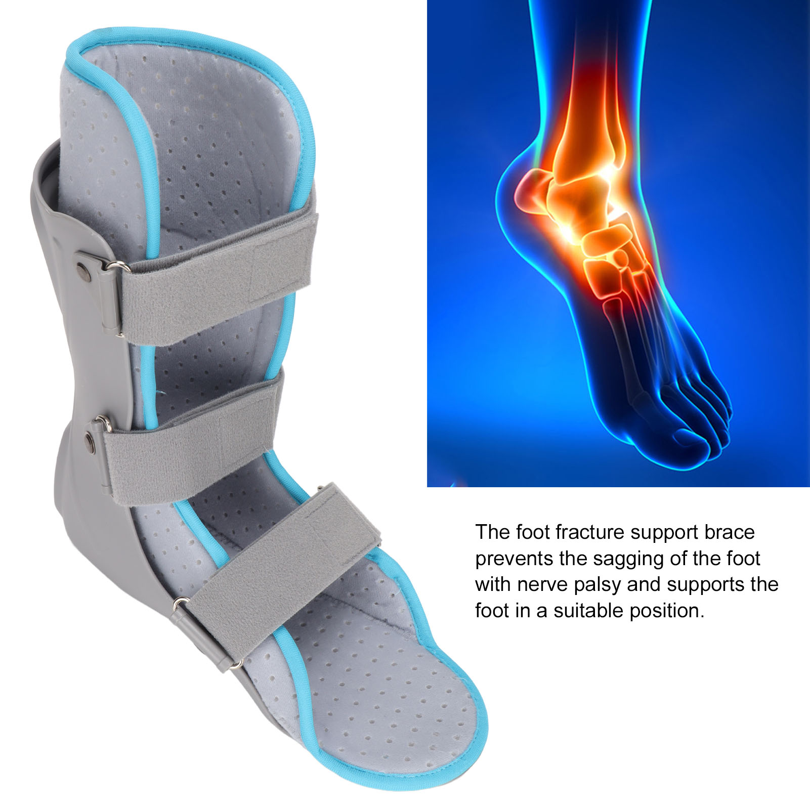Breathable Foot Fracture Support Brace Stable Fixation Ankle Brace, Adjustable Compression Ankle Support , Stabilize Ligaments-Eases Swelling And Sprained Ankle