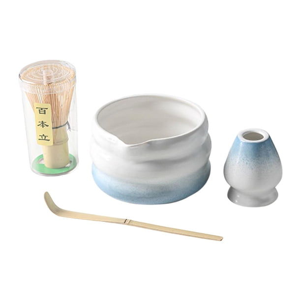 Conjunto de de té de 4pcs matcha, set de de té matcha batida y soporte de matcha tradicional japonesa para la familia del comedor azul