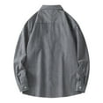 thumbnail image 4 of felwors Mens Striped Trendy Long Sleeve Shirt Lightweight Casual Button Front Shirt Grey for Size XXXL, 4 of 4